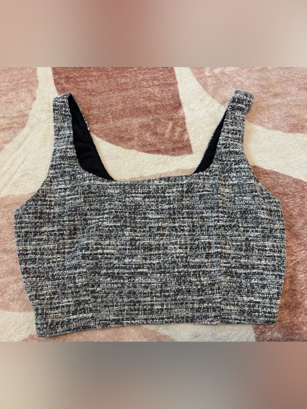 Aqua Black and Gray Tweed Crop Tank